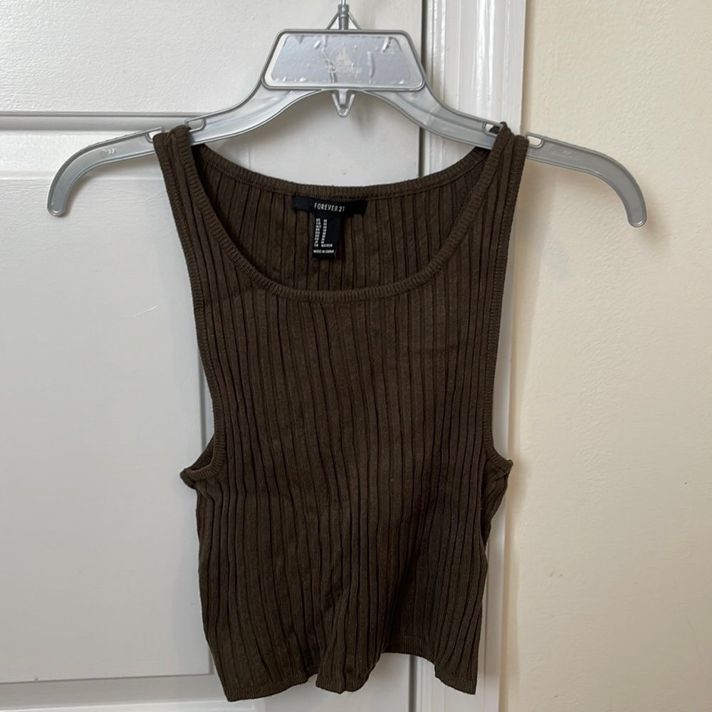 Forever 21 - Olive Green Cropped Top Tank, Medium
